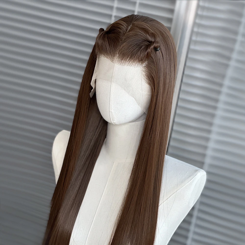 【芋头专属】茶棕色进口丝大蕾丝假发长直发减龄耐高温进口丝futura