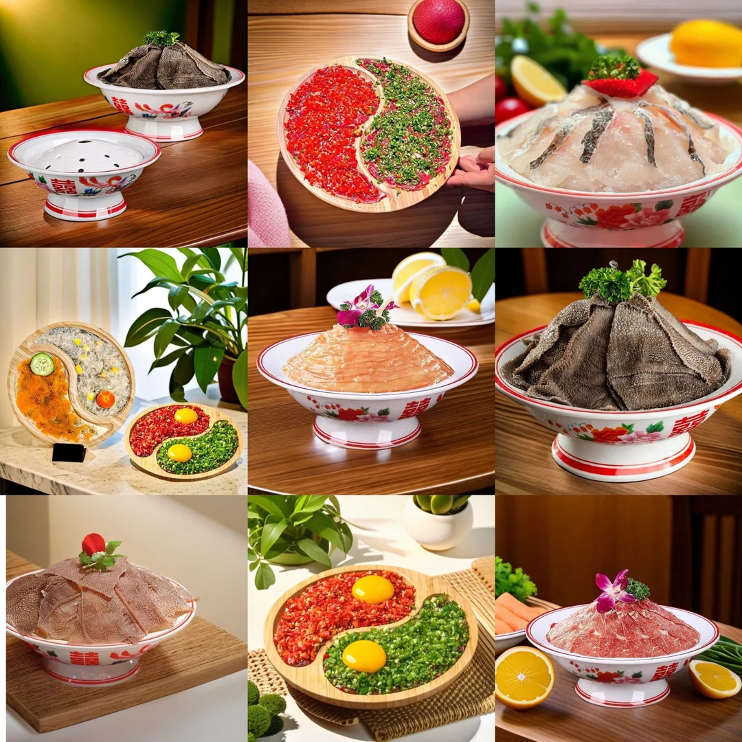 重庆火锅老式怀旧双喜餐具创意火锅店干冰毛肚牛肉特色高脚盘圆盘