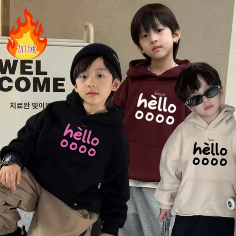 现货清仓.加绒加厚冬季儿童时尚连帽运动卫衣加绒加厚卫衣9777
