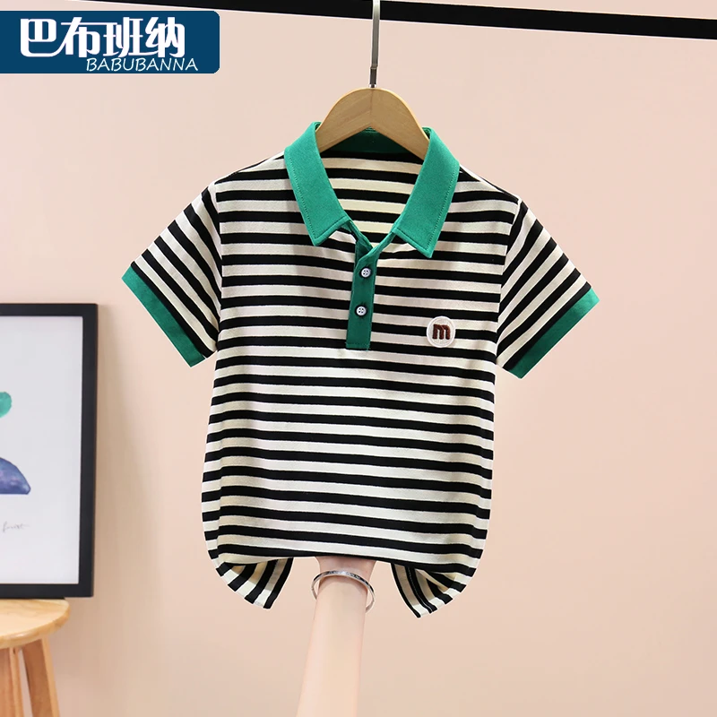 男童短袖t恤夏装2025新款儿童polo衫夏季半袖中大童衣服男孩翻领