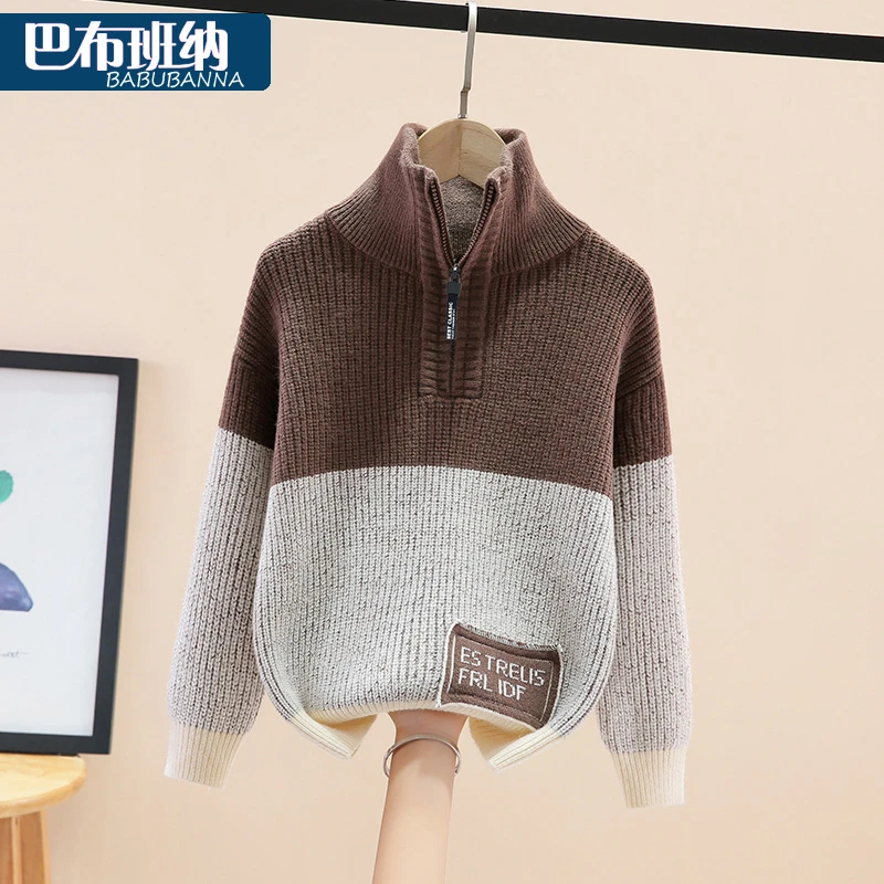 男童加厚毛衣秋冬款2024新款儿童针织衫高领中大童线衣冬季保暖潮