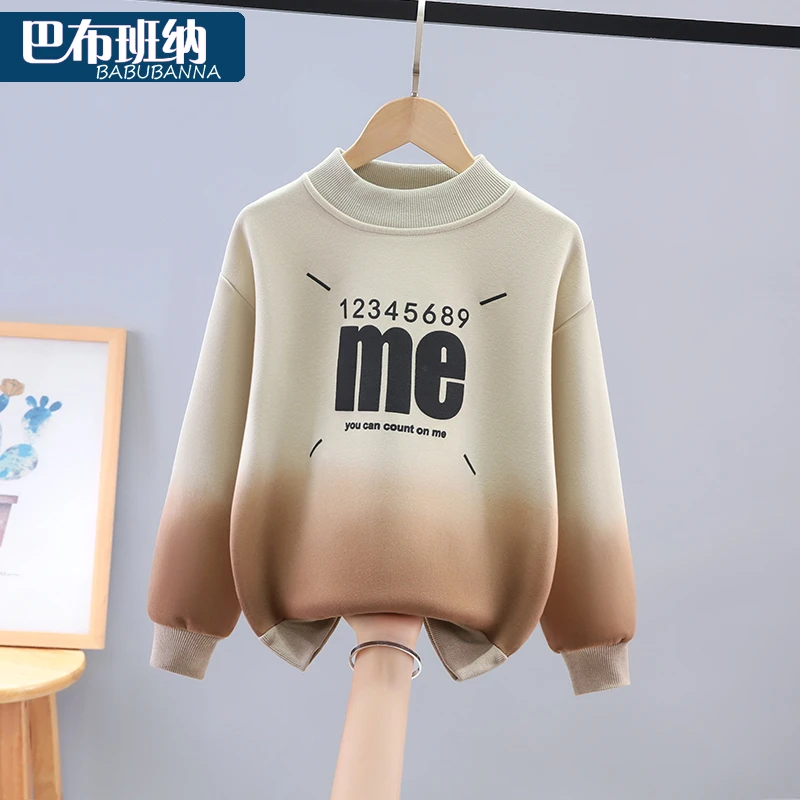 男童加绒卫衣秋冬2023新款冬装儿童上衣大童衣服男孩韩版童装炸街
