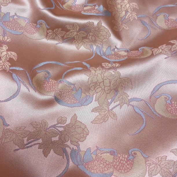 【鸳鸯戏水】人丝锦缎提花国风新中式服装面料 春款国风 柔软舒适