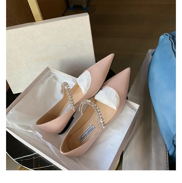 葡萄妈studiolee 2024年春夏季温柔仙女风钻带浅口尖头平底单鞋