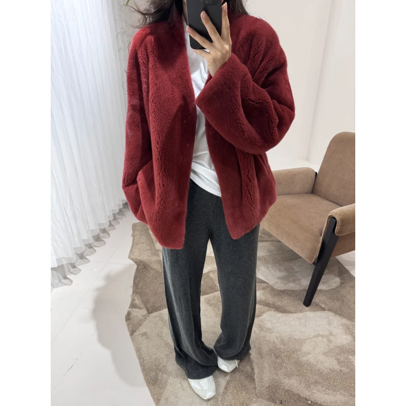 【YINGMOMO】影哥「斯嘉丽」24新款紫金短二天鹅绒水貂百搭皮草外套