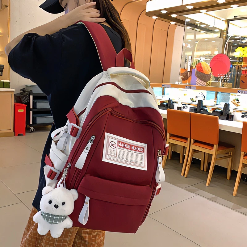 简约书包推荐女双肩包减负背包高中大学生百搭学生初中生书包直播