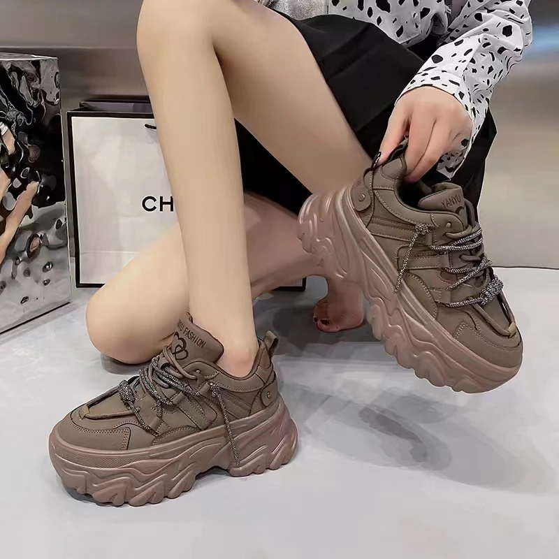 【青爷推荐68062】女款百搭秋冬时尚厚底系带休闲老爹鞋