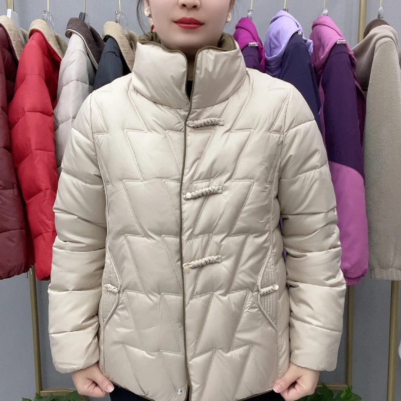 新中式冬款立领保暖小个子棉服时尚百搭纯色简约休闲宽松外套6822