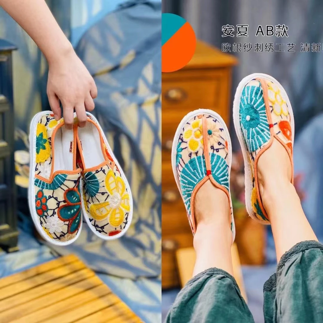 安夏-【春季新款-西楚XICHU国潮千层底布鞋】软底透气中国风欧根纱