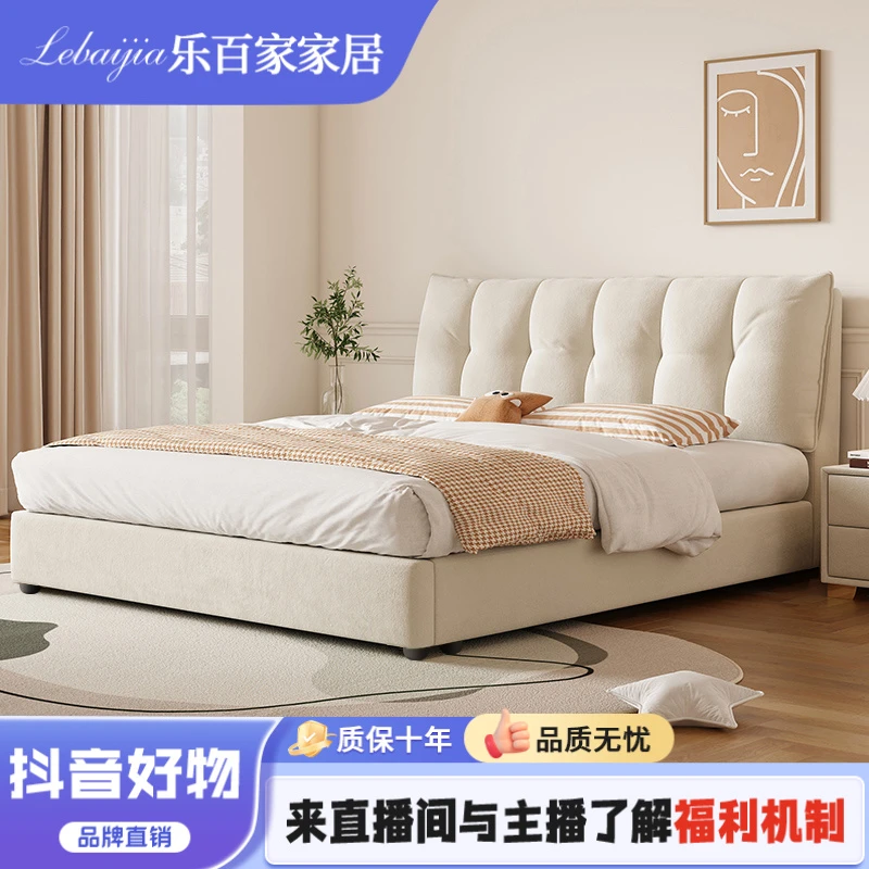 主卧室布艺床意式极简储物简约女孩儿童房卡通公主床高箱白色大床