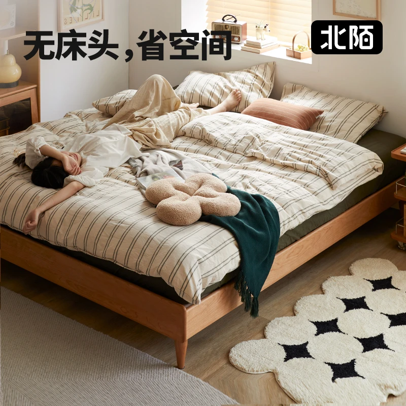 【38好物节】无床头无靠背次卧矮脚樱桃木排骨架日式榻榻米床