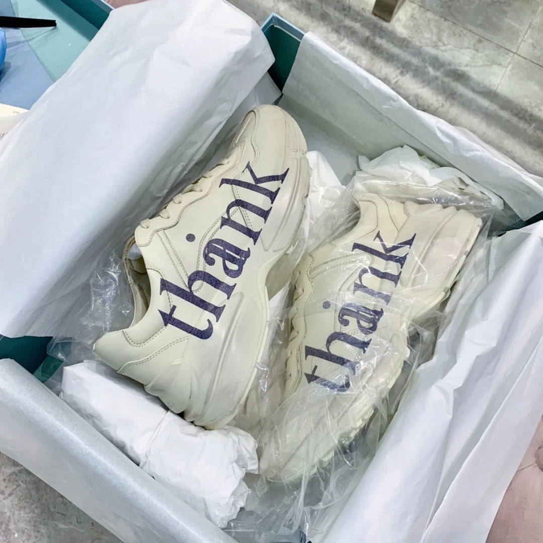 全新带盒 Gucci做旧老爹鞋 象牙白脏脏