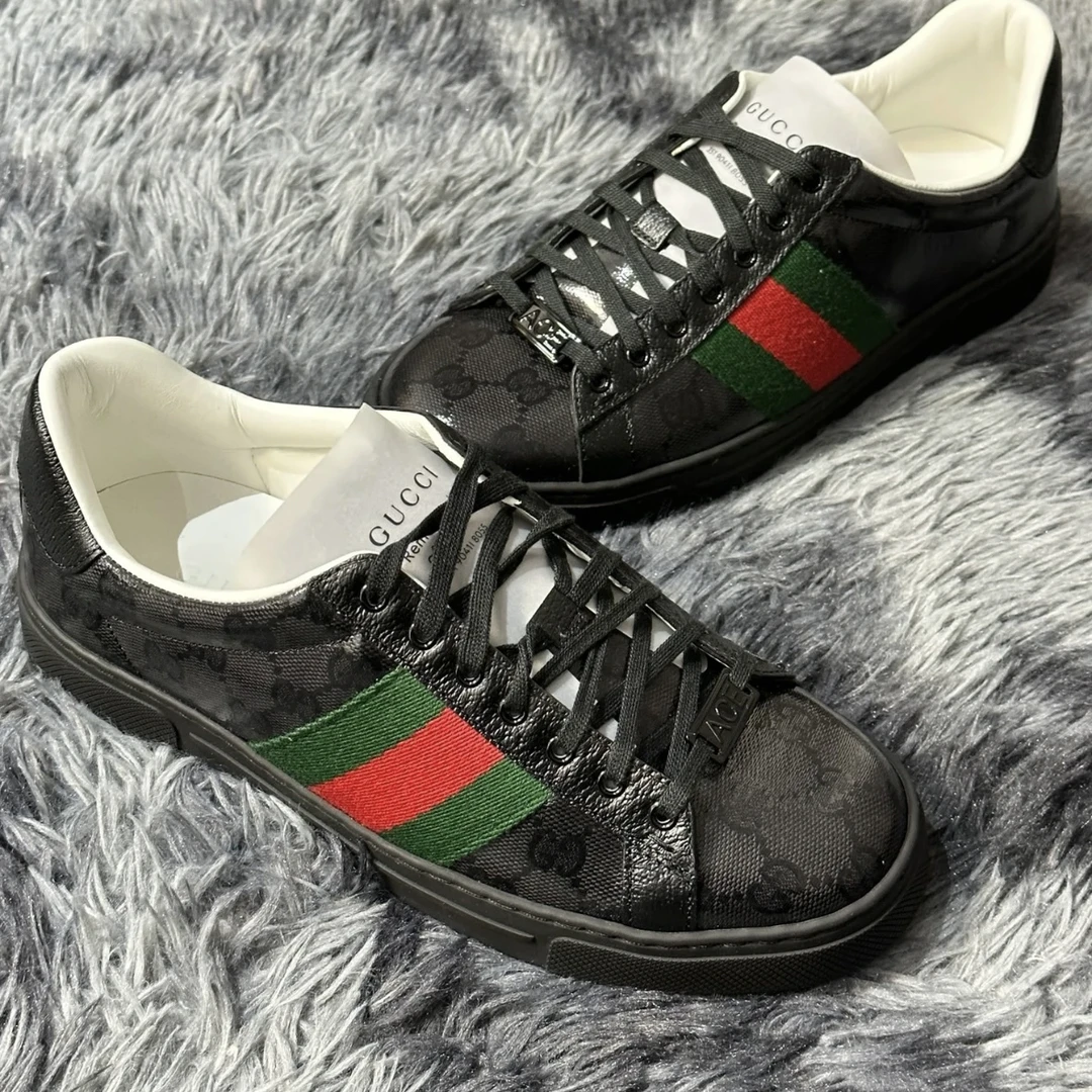 全新带盒古驰Gucci ace黑色板鞋