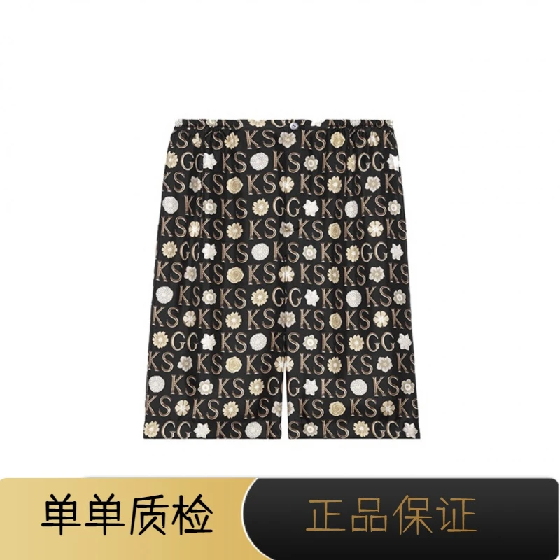 全新带盒Gucci古驰 X Ken scoot/联名字母花卉印花休闲短裤棕色