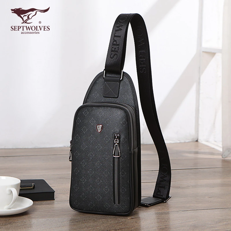 Septwolves/七匹狼斜挎单肩包胸包PD114660-8休闲时尚韩版潮男