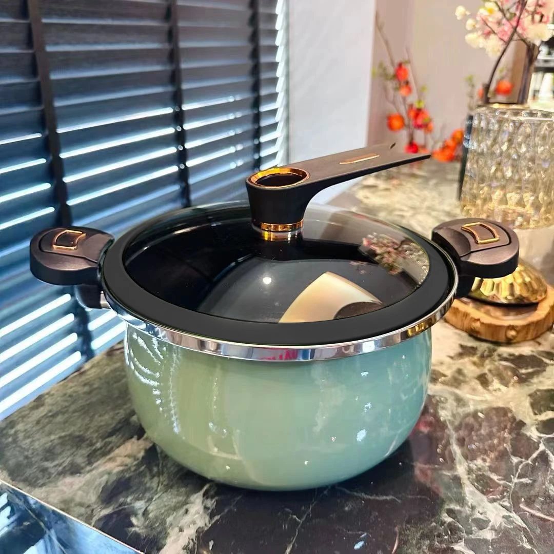 珐琅微压汤锅家用双耳炖肉锅燃气灶电磁炉通用炖锅煮锅煲汤不粘锅