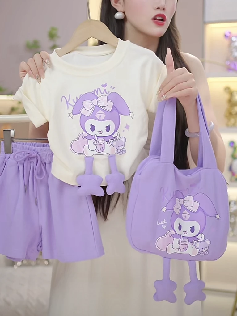 夏季女童夏季套装可爱库洛米短裤洋气短袖两件套夏天时尚网红外穿