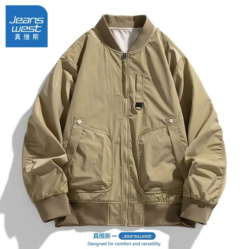 Jeanswest/真维斯夹克春秋季美式ins棒球服外套韩系宽松高街飞行