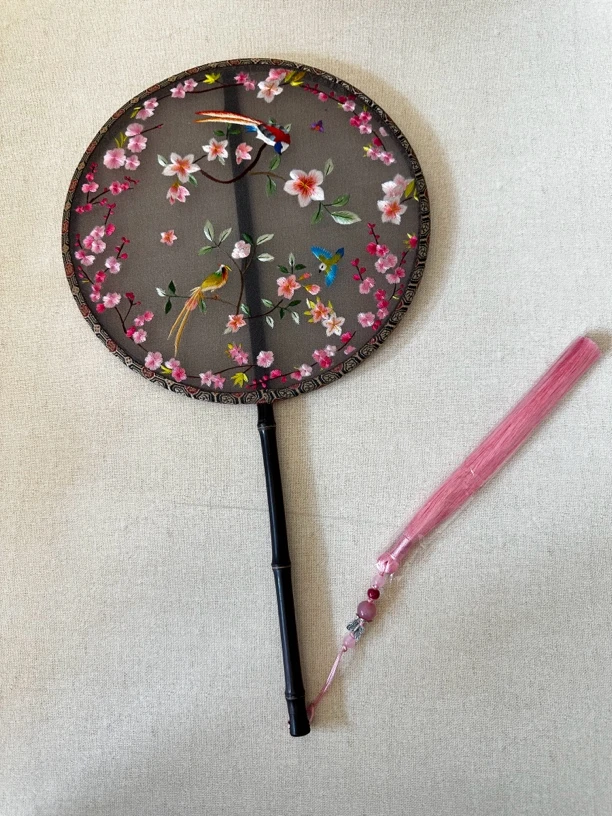 手工苏绣团扇摆件临时链接图案需备注