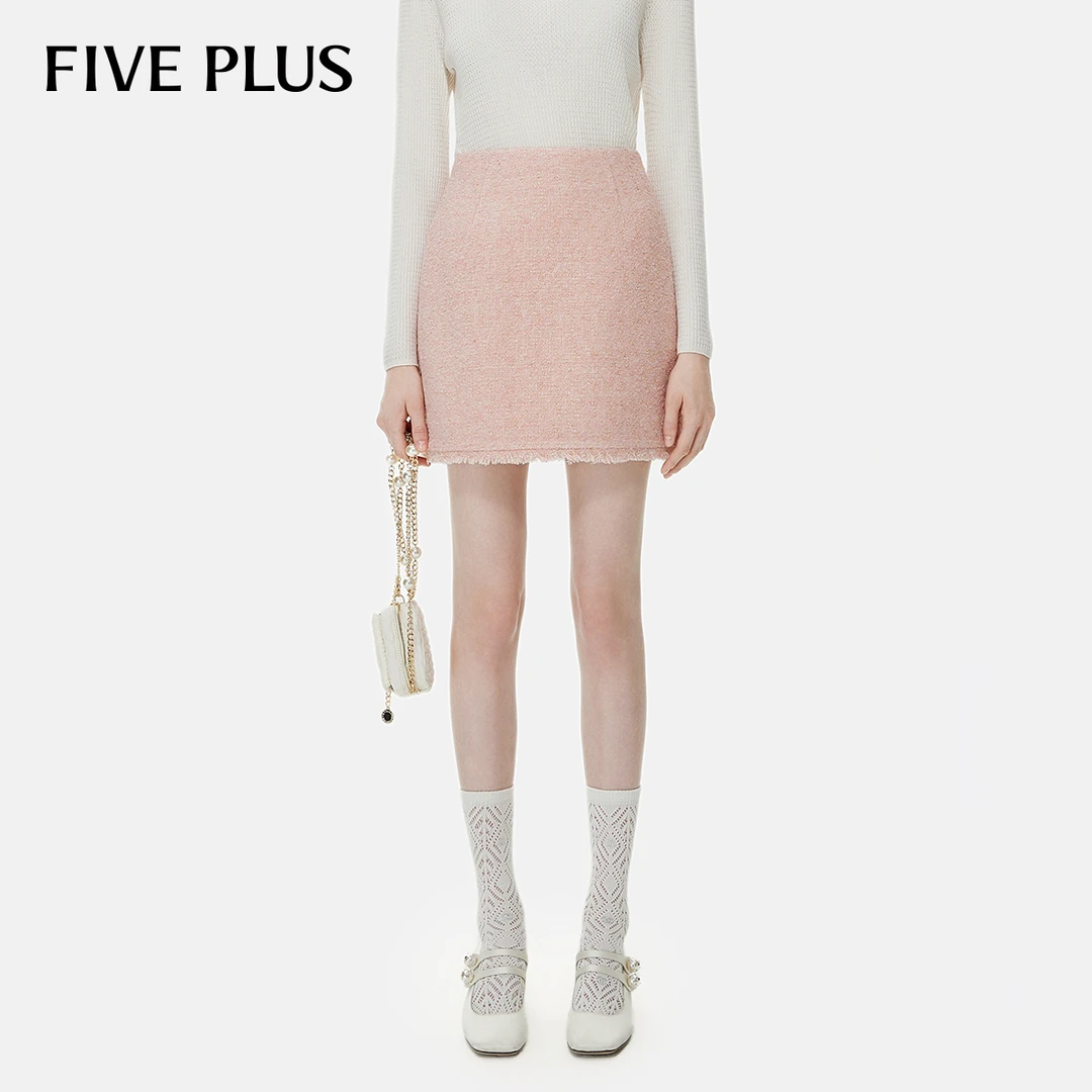FIVE PLUS小香风女装半身裙女显瘦A字短裙高腰薄荷曼波2TE4075120