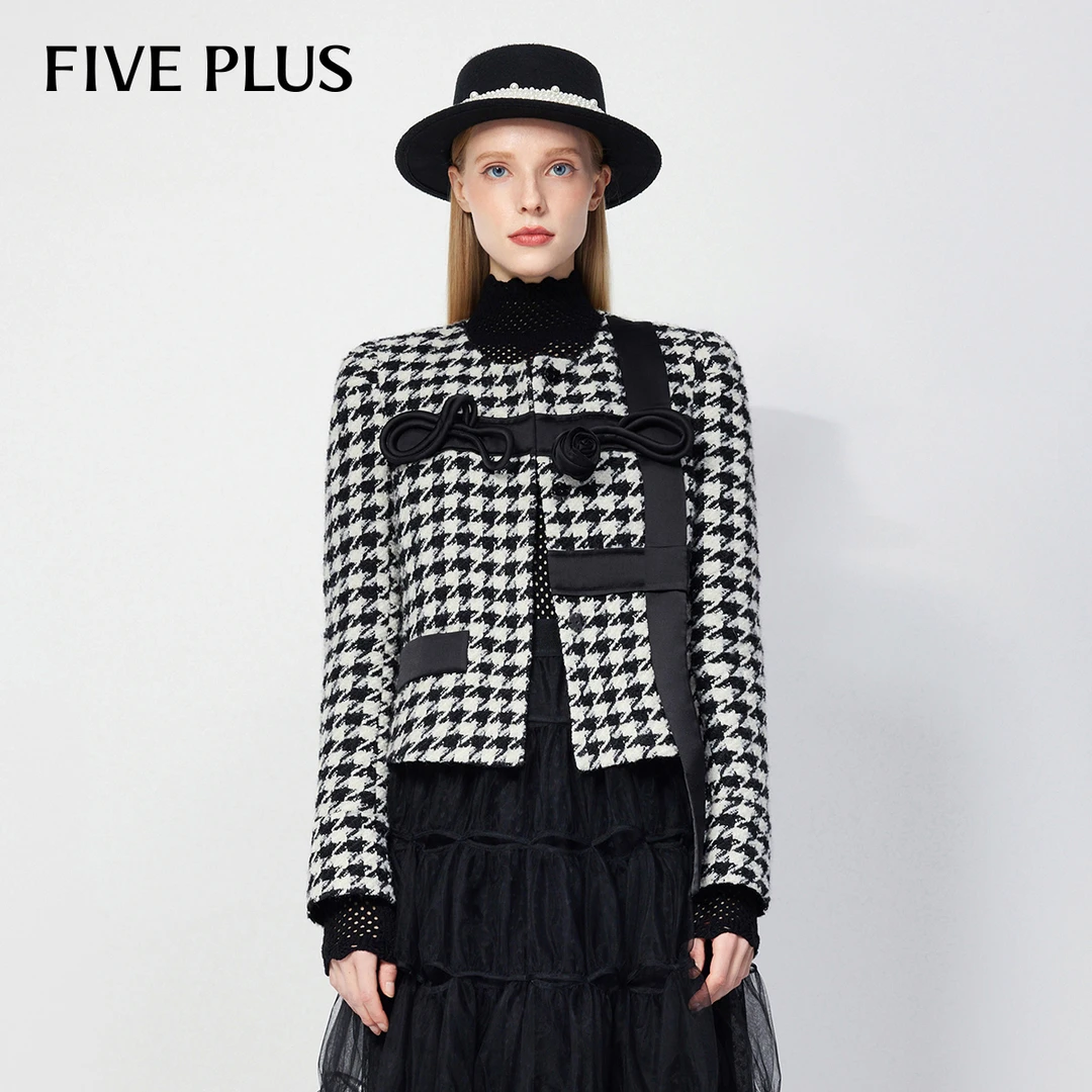 FIVE PLUS外套女复古千鸟格纹宽松2WN4045260