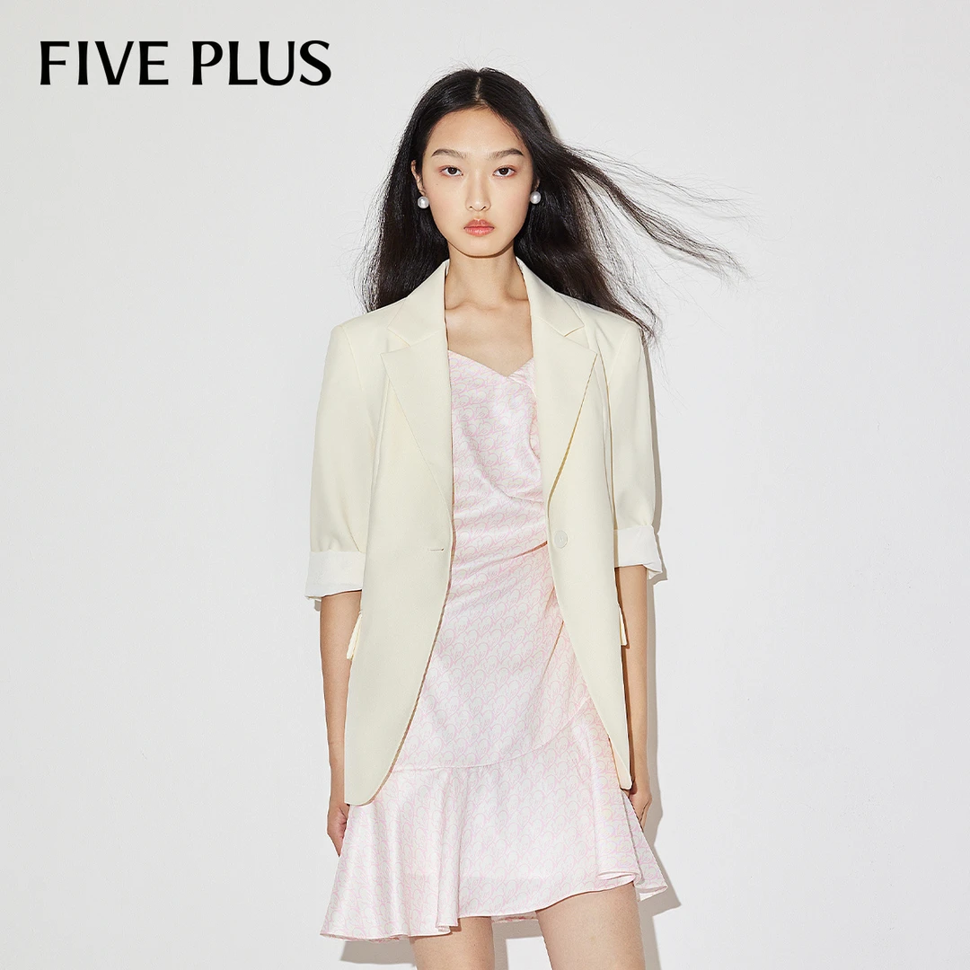 FIVE PLUS春装西装外套女正装设计感休闲七分袖小西服2LN1046040