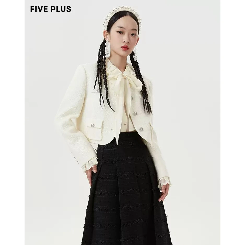 FIVE PLUS早秋气质法式小香风单排扣短外套2TN1042090