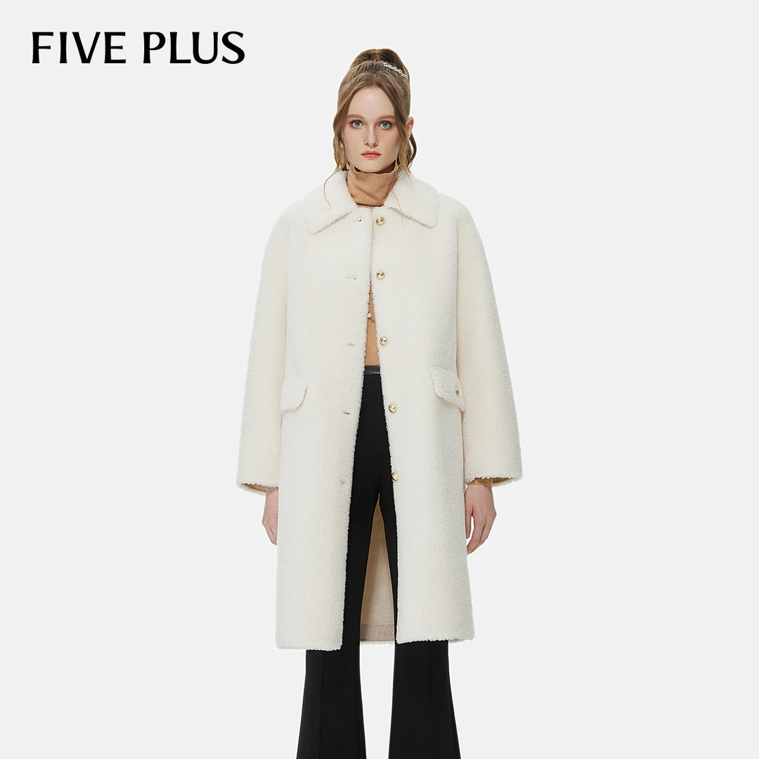 FIVEPLUS冬装颗粒绒外套薄荷曼波大衣宽松抗风保暖2TE4044070