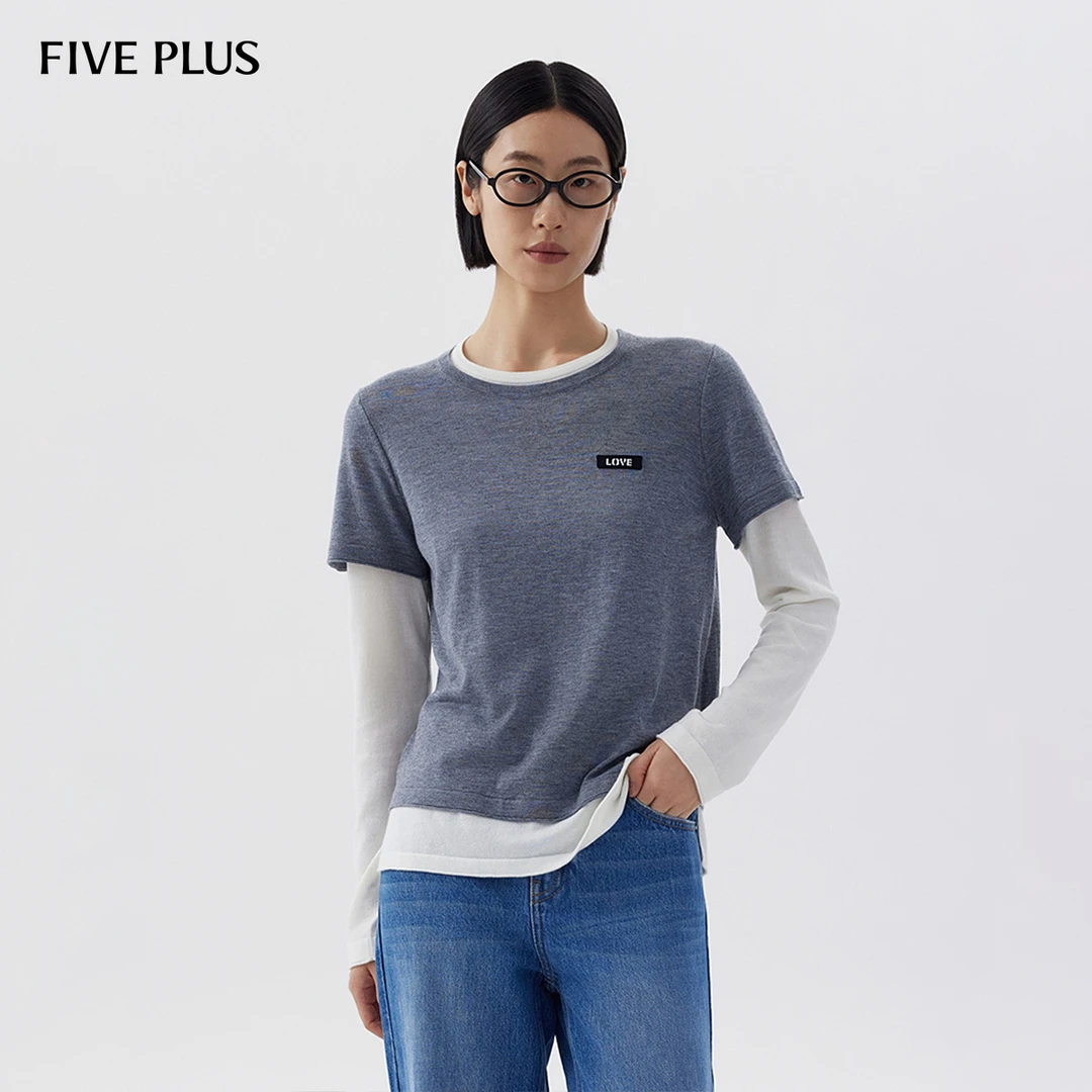 FIVE PLUS可机洗时尚针织衫女假两件套头上衣通2LN3034500