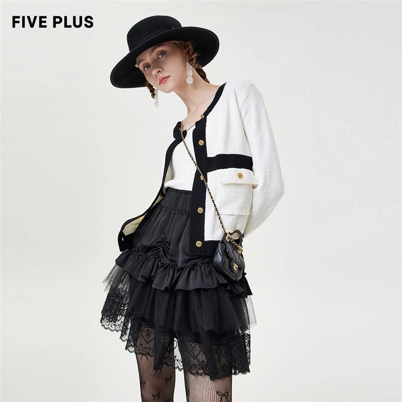 【陈大可专属】FIVE PLUS小香风针织法式开衫撞色拼接2WA3031220