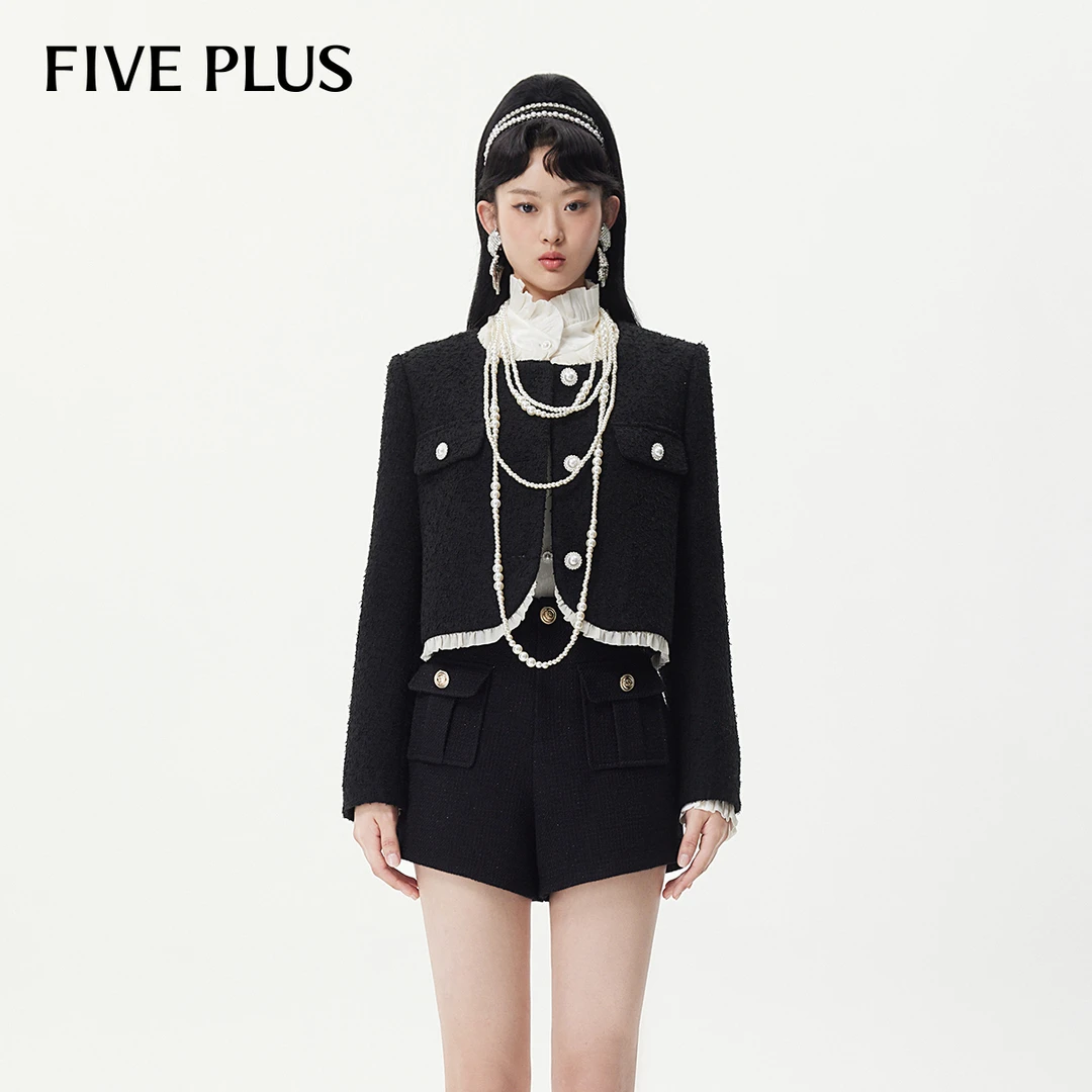 【商场同款】FIVE PLUS小香风外套法式气质圆领排扣2TN3045190