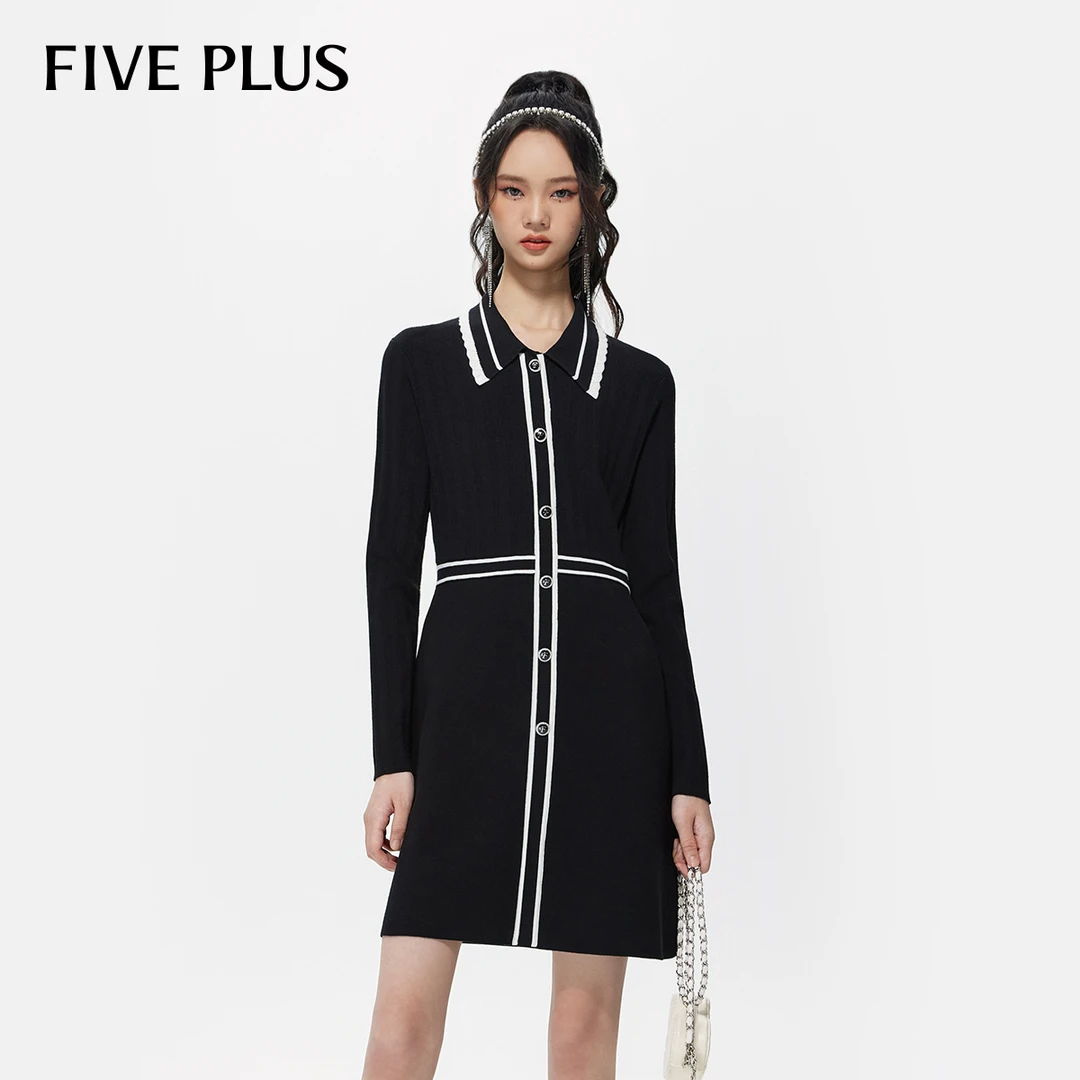 【商场同款】FIVE PLUS小香风连衣裙针织裙法式修身显瘦2TE3082670