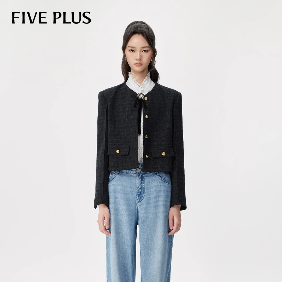 FIVE PLUS小香风外套优雅气质长袖上衣2TA3046620