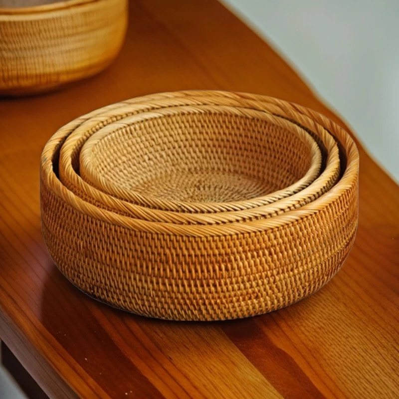 越南秋藤纯手工藤编收纳筐收纳篮物品水果盘客厅零食杂物糖果篮