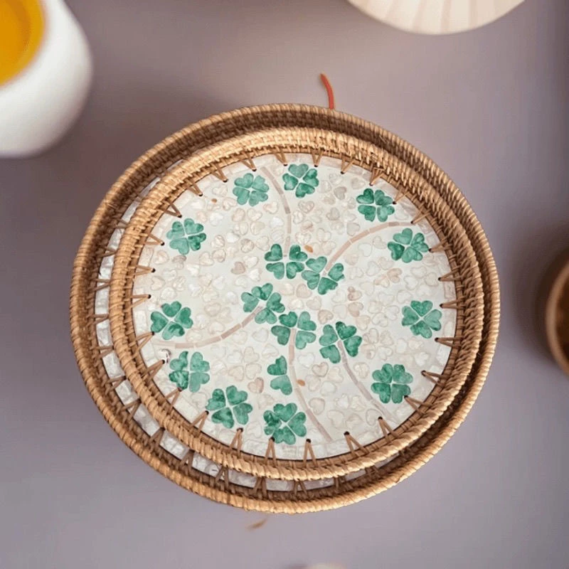 越南藤编水果篮手工编织日式面包篮馒头筐客厅家用收纳筐贝壳托盘