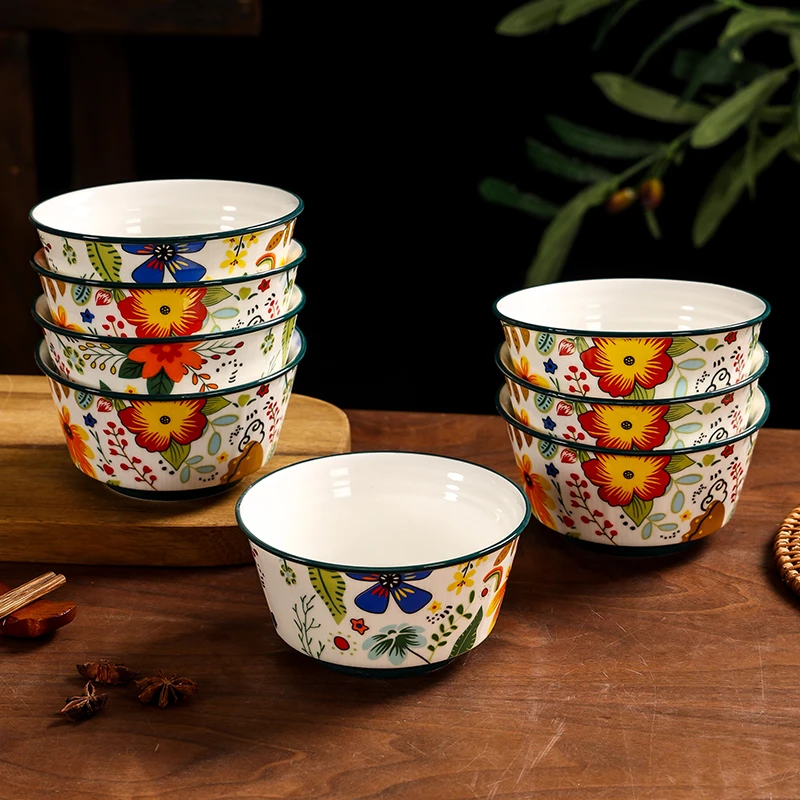 【人间四月】2只装米饭碗4.7英寸家用网红沙拉碗景德镇陶瓷个性创意