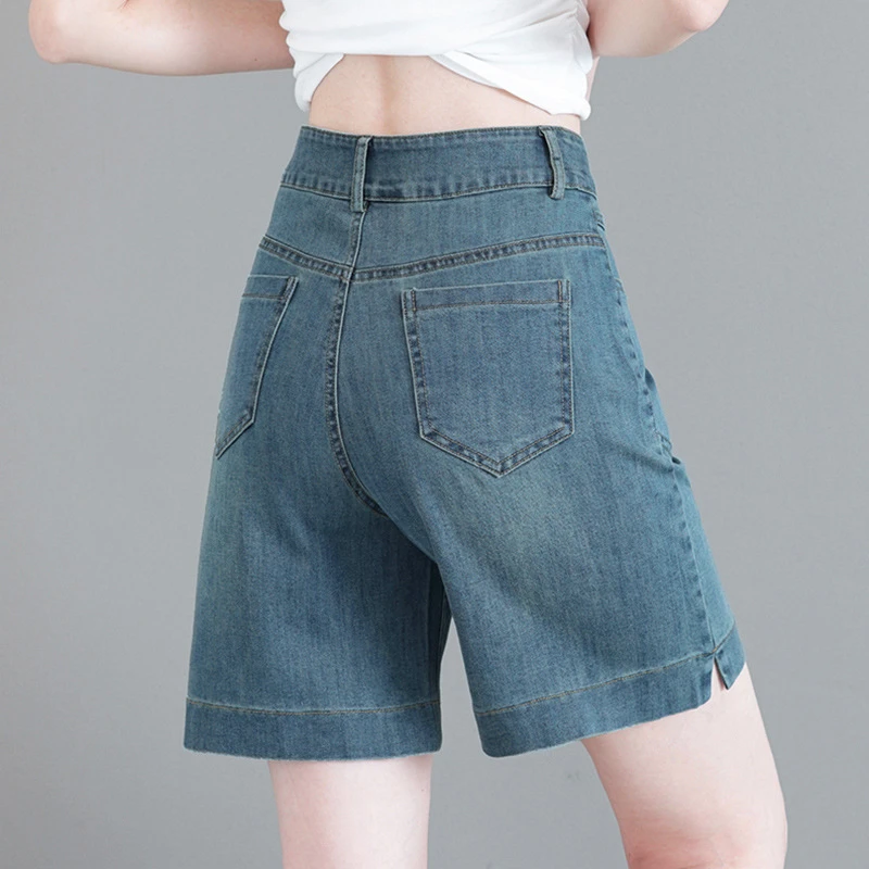 韩版2025年夏季新款五分牛仔裤女复古宽松薄款高腰小个子直筒中裤