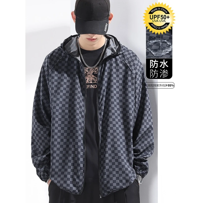 大码男外套春秋季潮流情侣户外百搭连帽防晒衣薄款宽松休闲男外套