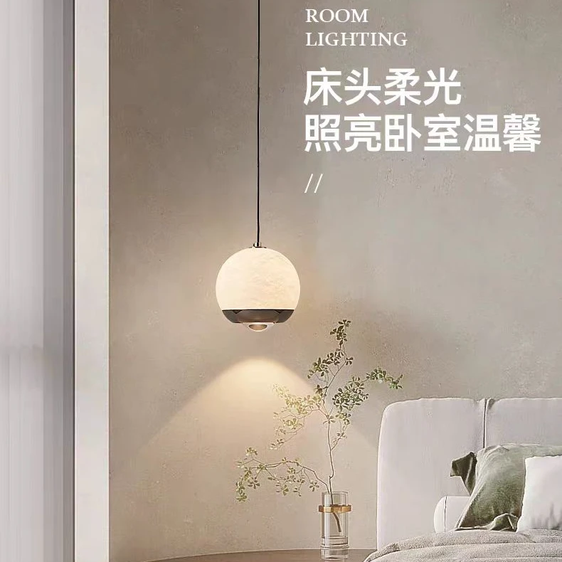 铭博西班牙云石卧室床头吊灯轻奢高端设计师现代简约灯升降小吊灯