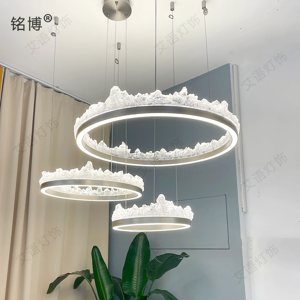 铭博意式冰山客厅吊灯轻奢极简简约现代设计师简奢高端大气餐厅灯