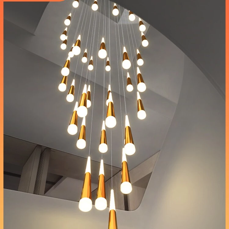 铭博楼梯吊灯现代简约别墅挑高客厅灯具创意餐厅旋转复式楼大吊灯