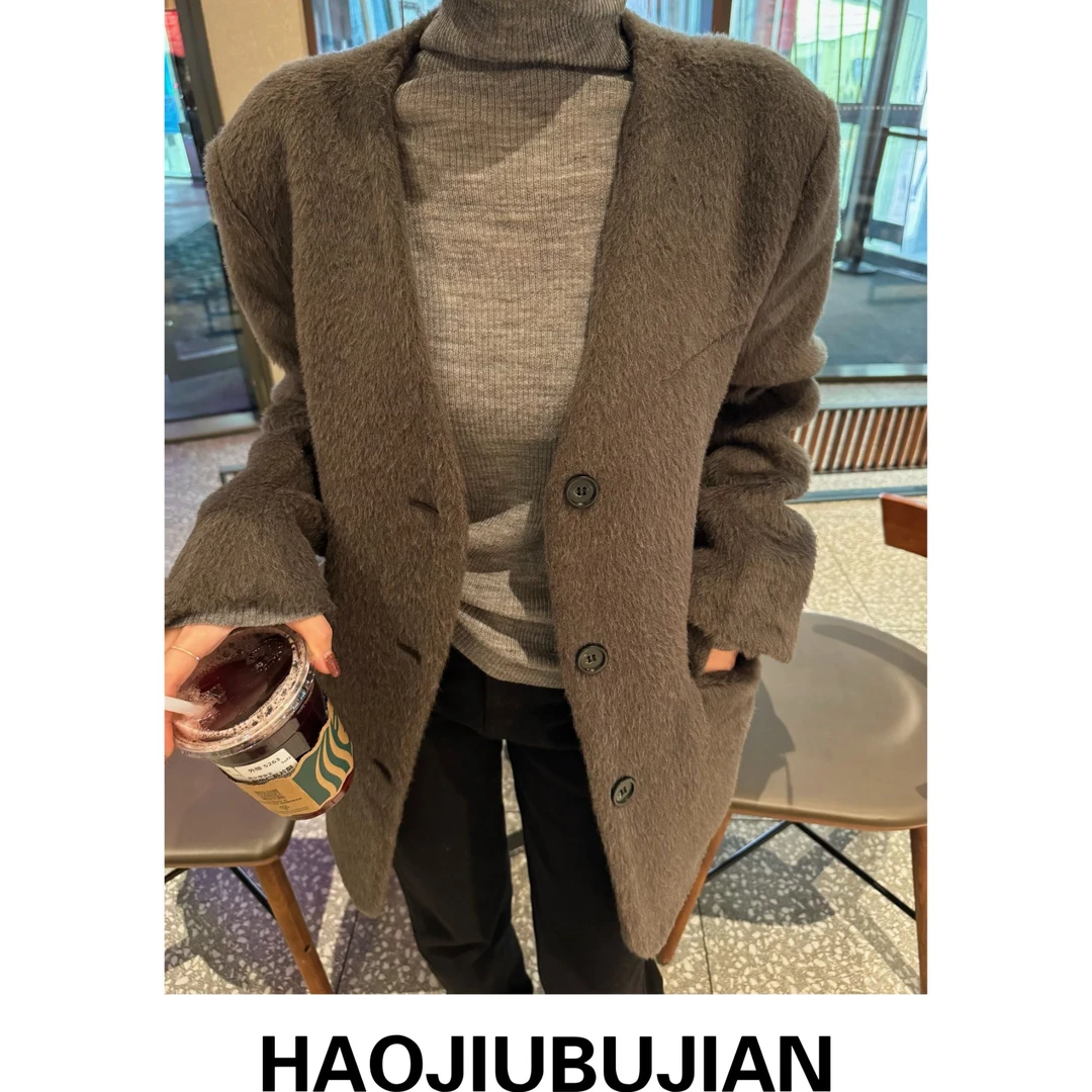 好久不见无领橄榄绿苏力外套