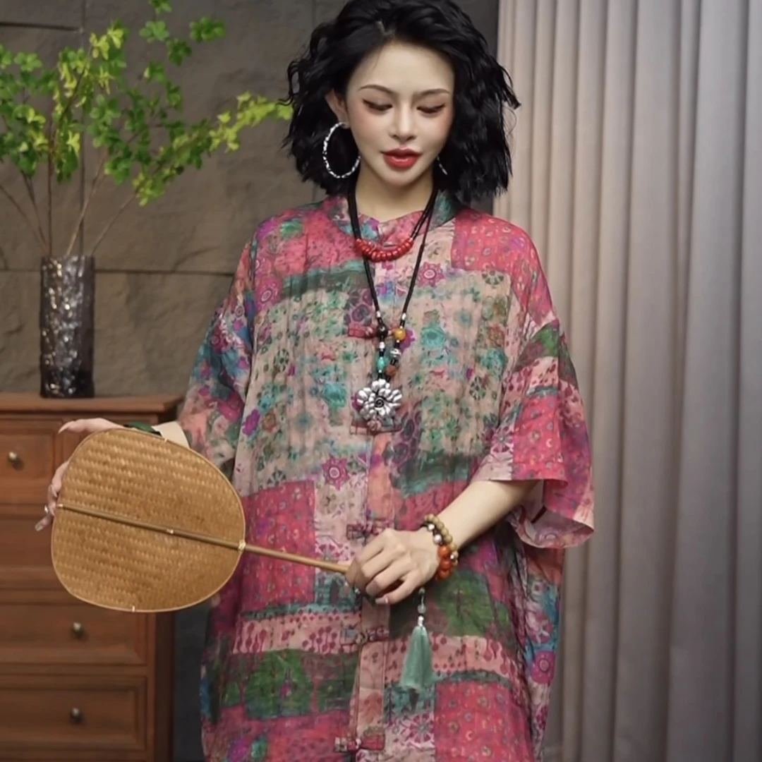 【乔一推荐】2024夏季新款新中式开衫苎麻百搭气质女连衣裙25365