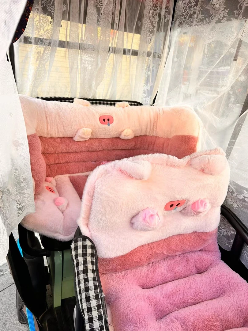 三轮车座套毛绒坐垫冬季保暖加厚卡通电动三轮车爱玛雅迪金彭新日