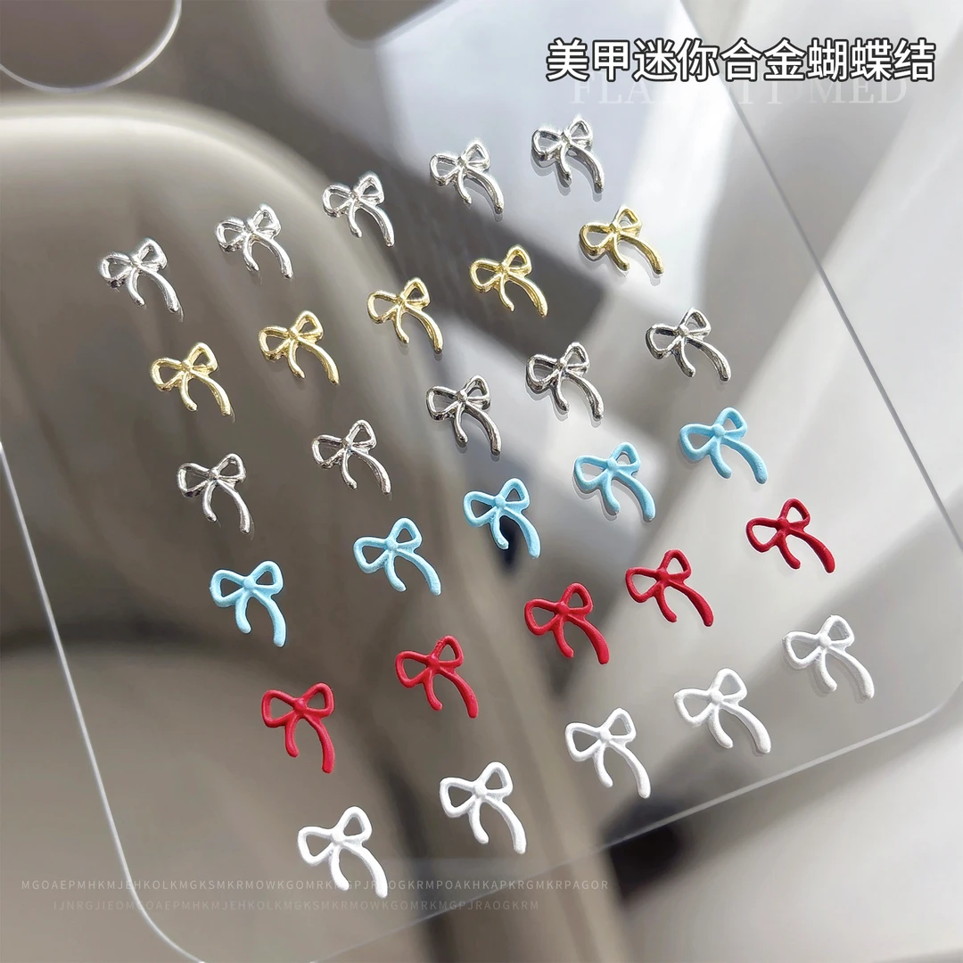 网红爆款合金蝴蝶结美甲饰品立体新款轻奢蝴蝶指甲装饰小配件019#