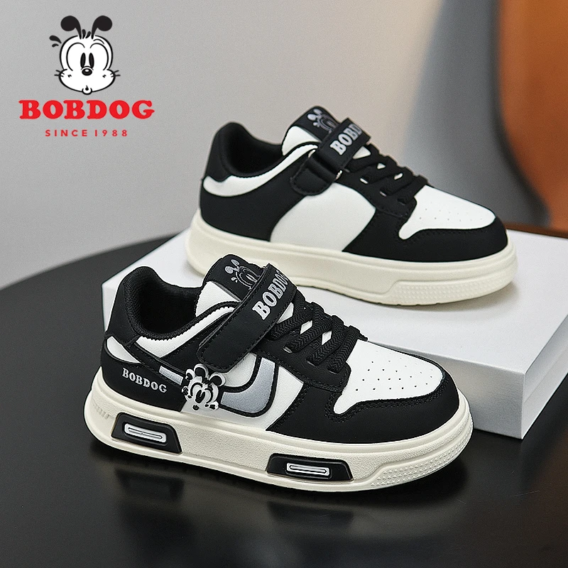 Bobdog/巴布豆2024童鞋男童运动鞋秋冬新款女女童皮面防水儿童鞋