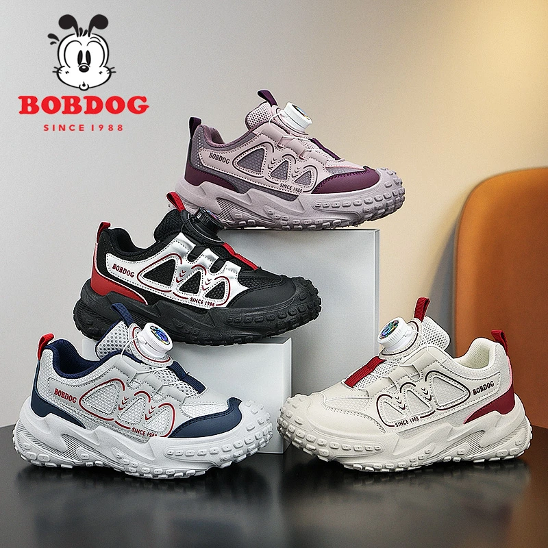Bobdog/巴布豆2024新款秋季男女童运动防水透气超轻儿童运动鞋