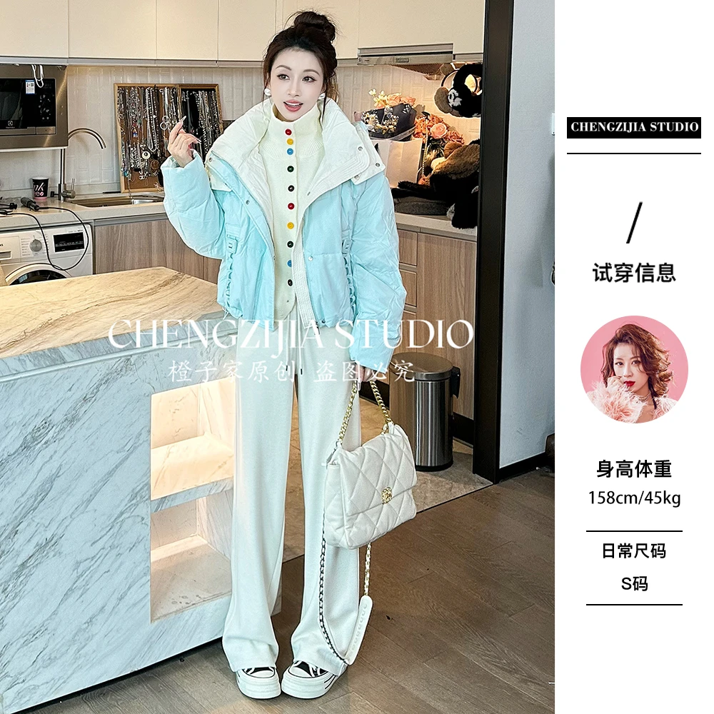 【裴诗婷】橙子studio【夹心糖果】WT0416带帽设计感皮带派克服外套