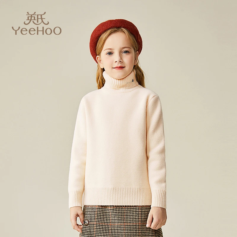 英氏女童加厚高领毛衣洋气儿童保暖打底毛衫套头YS-MY014B
