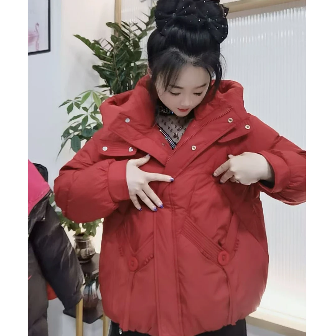 【婉婷服饰】保暖羽绒服冬季短款女装时尚宽松休闲百搭连帽显瘦外套